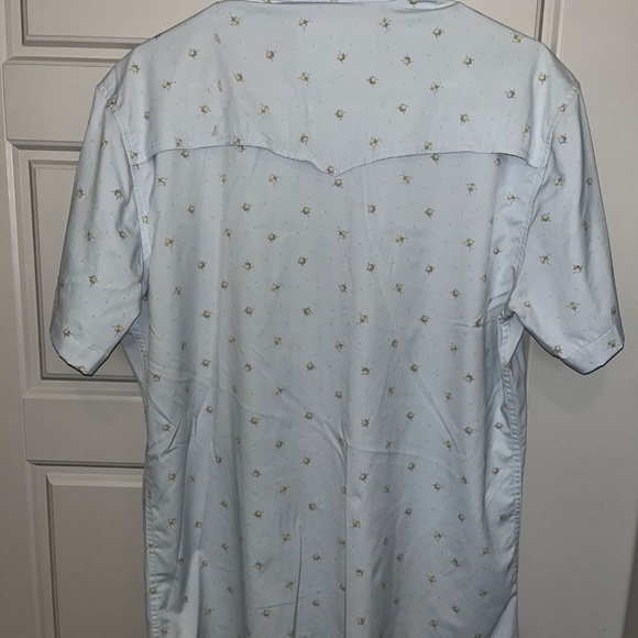 Poncho Men’s Western Shirt Short Sleeve Medium Slim Pearl Snap - Picture 2 of 3